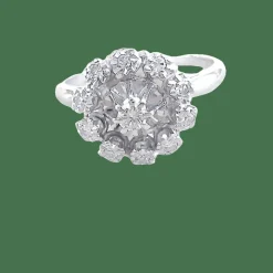 Bague de fiançailles Vintage or gris diamants