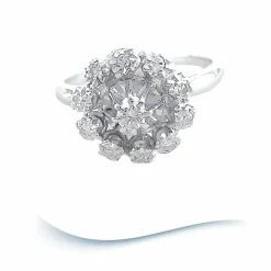 Bague de fiançailles Vintage or gris diamants