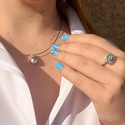 Bague de fiançailles Vintage or gris diamants