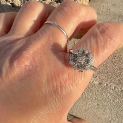 Bague de fiançailles Vintage or gris diamants