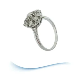 Bague de fiançailles Vintage or gris diamants