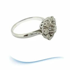 Bague de fiançailles Vintage or gris diamants