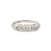 Bague de mariage Art déco vintage à deux rangs de diamants, or blanc 18 carats, taille 6