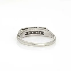 Bague de mariage Art déco vintage à deux rangs de diamants, or blanc 18 carats, taille 6