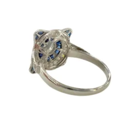 Bague de style Art déco en platine, diamants, saphirs
