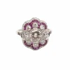 Bague de style Art Déco Platine Rubis Diamants