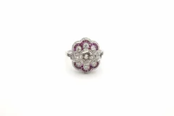 Bague de style Art Déco Platine Rubis Diamants