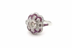 Bague de style Art Déco Platine Rubis Diamants