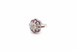 Bague de style Art Déco Platine Rubis Diamants