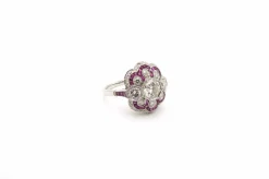 Bague de style Art Déco Platine Rubis Diamants
