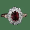 Bague de type pompadour or rose et platine en rubis et diamants.