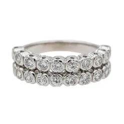 Bague Demi alliance Or blanc, Platine Diamant