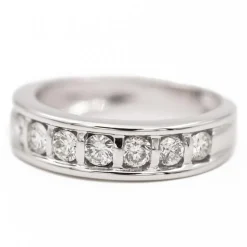 Bague demi alliance Or blanc Diamant