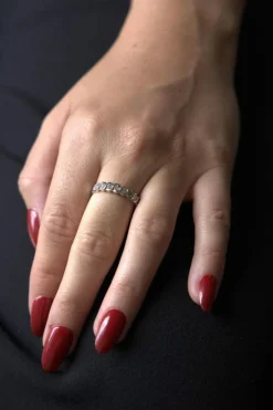 Bague demi alliance Or blanc Diamant