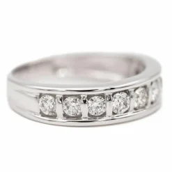 Bague demi alliance Or blanc Diamant