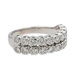 Bague Demi alliance Or blanc, Platine Diamant