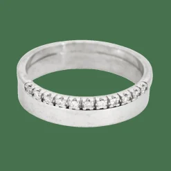 Bague demi-alliance en or blanc et diamants