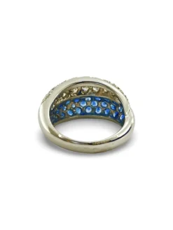 Bague Demi-alliance or blanc saphirs et diamants