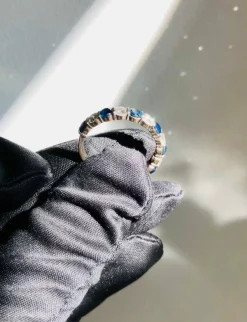 Bague demi-tour Saphirs Diamants Or