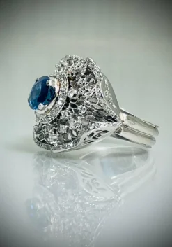Bague Dentelles Saphir et Diamants 1950