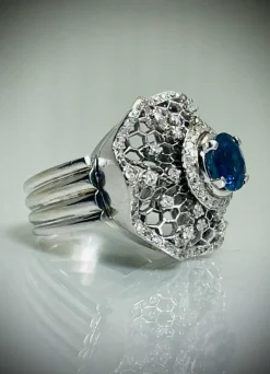 Bague Dentelles Saphir et Diamants 1950
