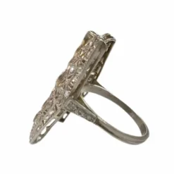 Bague design art déco en or 18 carats avec diamants et rubis