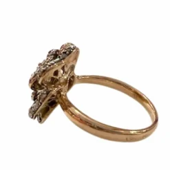 Bague design contemporaine en or et argent avec diamants