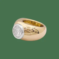 Bague deux ors, diamant 2,02 carats.