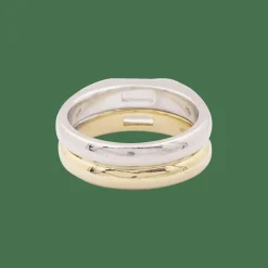 Bague deux ors, diamants baguette.