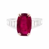 Bague deux ors, diamants, rubis.