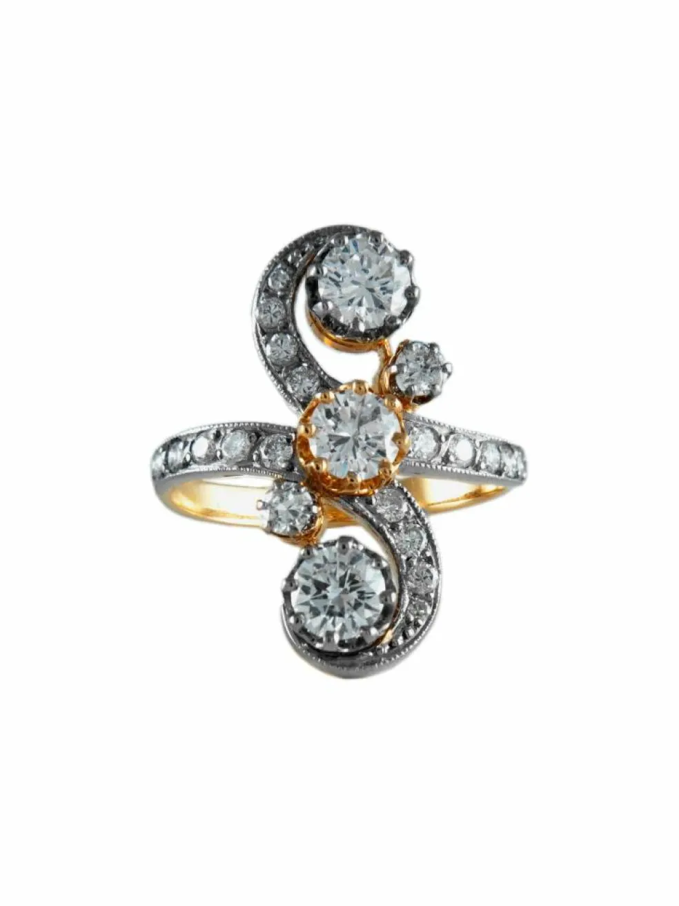 Bague Deux Ors époque Napoléon III Diamants