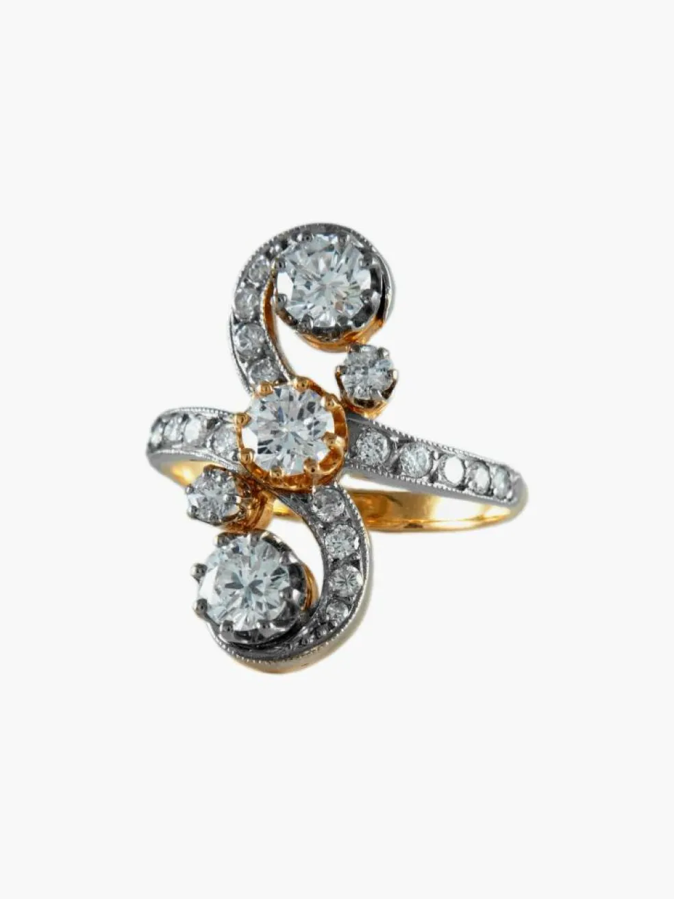 Bague Deux Ors époque Napoléon III Diamants