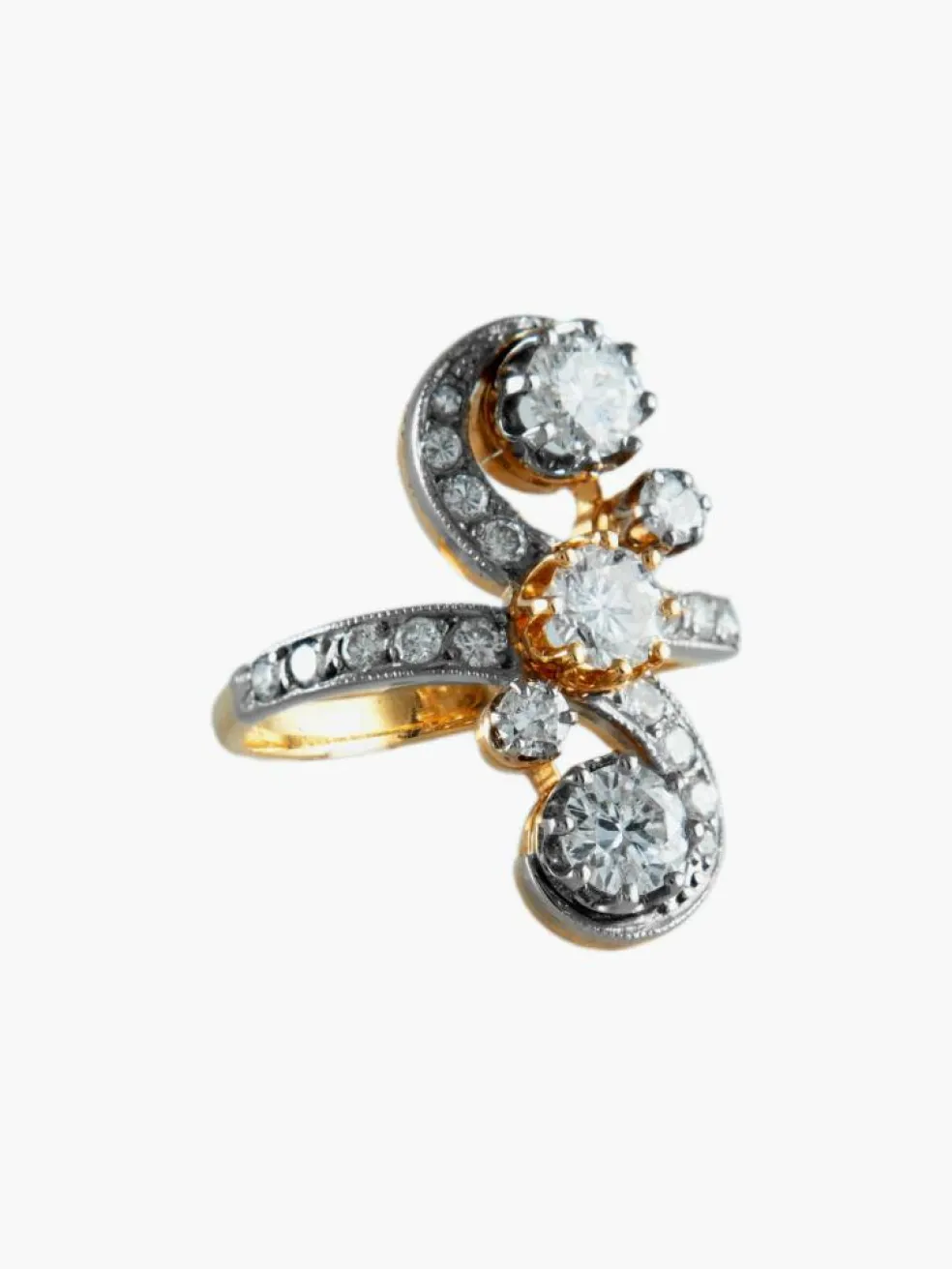 Bague Deux Ors époque Napoléon III Diamants