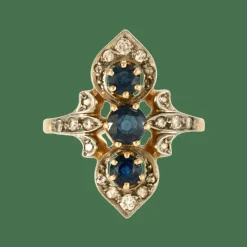 Bague deux ors rose et blanc, saphir et diamants