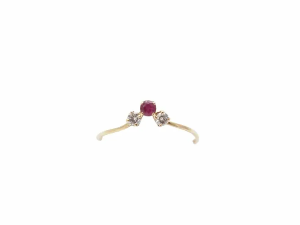 Bague diadème or jaune, rubis et diamants