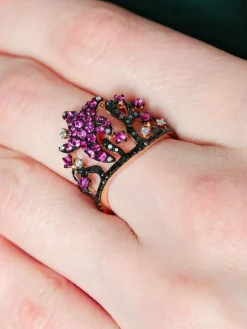 Bague Diadème Spinelles Diamants noirs