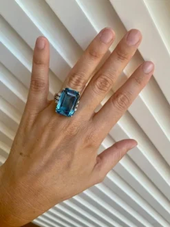 Bague Diamant Aigue-Marine Santa Maria 25 Carats