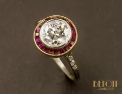 Bague Diamant Art Déco Entourage Calibré