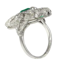 Bague diamant Art Déco, émeraude
