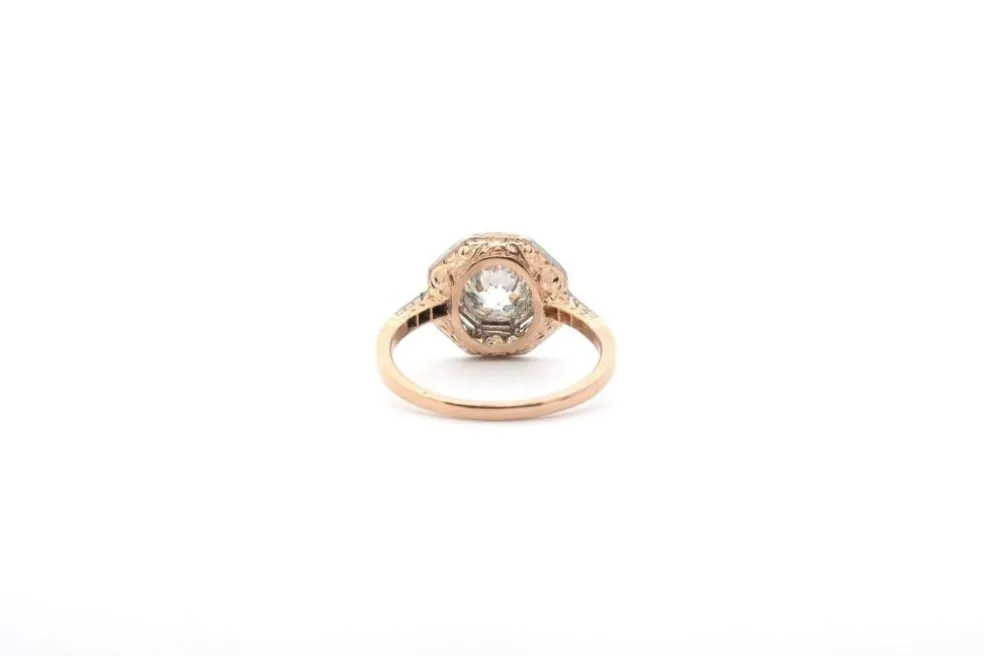 Bague diamant 1,30cts J/P1 en or jaune et platine