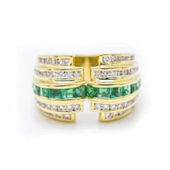 Bague diamant et émeraude