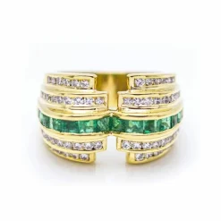 Bague diamant et émeraude