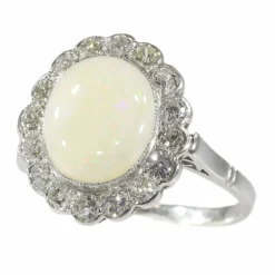 Bague diamant et opale