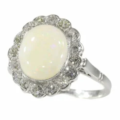 Bague diamant et opale