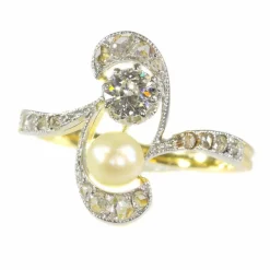Bague diamant et perle