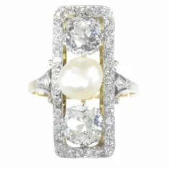 Bague diamant et perle