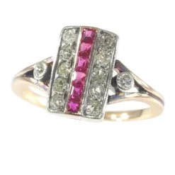 Bague diamant et rubis