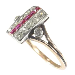 Bague diamant et rubis
