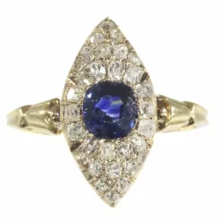 Bague diamant et saphir bleu