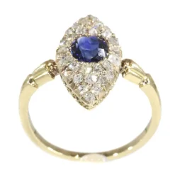 Bague diamant et saphir bleu